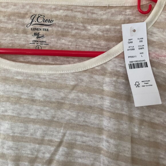 NWT J Crew Relaxed linen wide-sleeve T-shirt in stripe - Picture 2 of 3